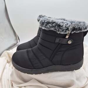 SHIBEVER Winter Snow Boots Black Waterproof Booties Outdoor Ankle Boot size 8.5
